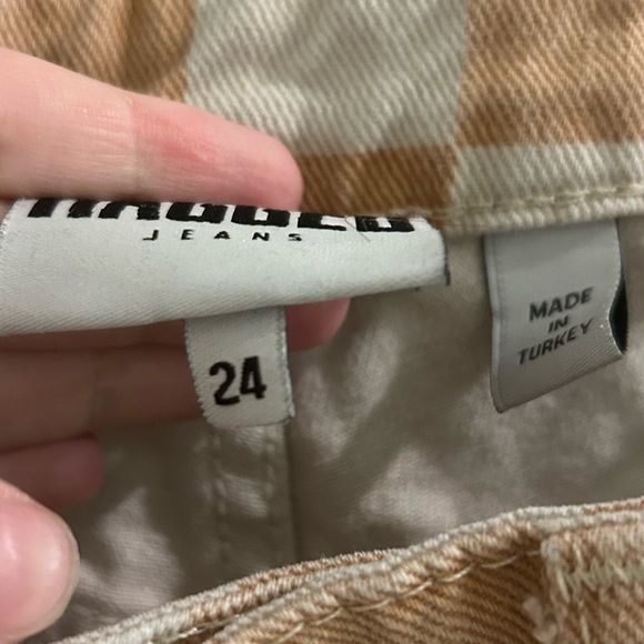 cream peach checkered jean size 24 W - Picture 2 of 2